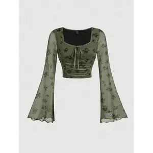 Women's Casual Floral Print Flare Sleeve Vintage T-Shirt,Winter Outfits,Renaissance,Long Sleeve Women Tops,Hippie Women Clothes Outfit,New Year Women Clothes,Holiday Top,Vintage