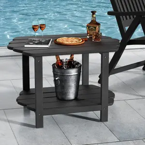 Hausfame Outdoor Coffee Table, Plastic Small Side Table, End Table,Accent Table Ideal for Any Room-Side Table Living Room,Side Tables Bedroom,Side Table Waterproof Wood Structure Great for Indoor & Outdoor,Matte Black