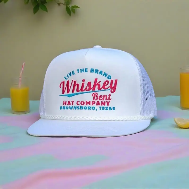WHISKEY BENT HAT Men's High Profile Cali Adjustable Cotton Trucker Snapback - Snapfit Adjust, Cool Mesh Back, Casual Cap, Universal Trucker Design, Quilted Cotton Sweatband, One Size Male Street Fashion Accessory (Festive & Party Supplies, Men's Hats)