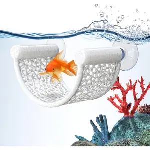 Betta Fish Hammock, White Floating Resting Leaf with Suction Cup - Aquarium Perch Ledge for Bettas, Shrimp, and Nano Fish - Minimalist  Decor & Accessory (White)