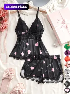Women's Valentine's Day Pajama Set, Casual Comfortable Tank Top and Elastic Shorts, All-Season Sleepwear, Perfect Birthday Gift