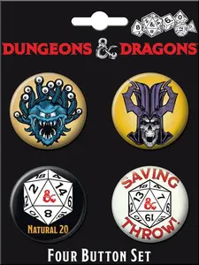 Dungeons & Dragons 4 Button Set 2 Carded 4 Button Set
