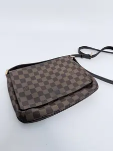 Pre-owned Louis Vuitton Canvas Crossbody Bags Damier Ebene Musette Tango Shoulder Bag Crossbody Handbag Authentic LVXXX01