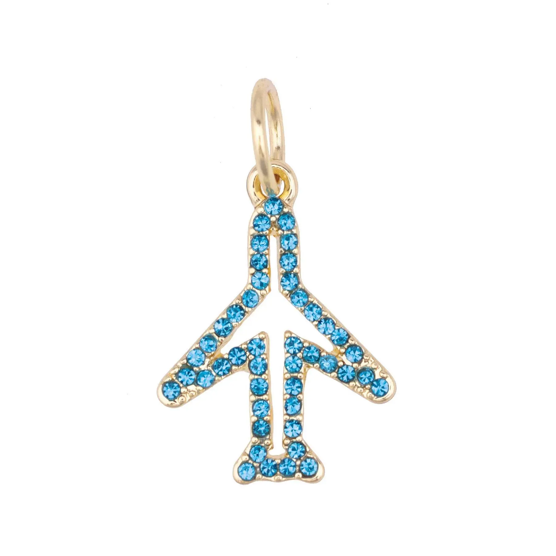 Pave Airplane Charm in Blue