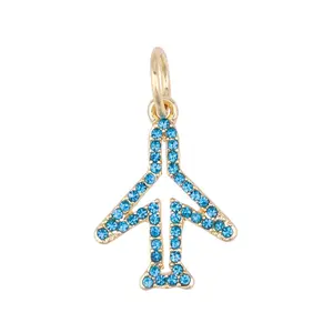 Pave Airplane Charm in Blue