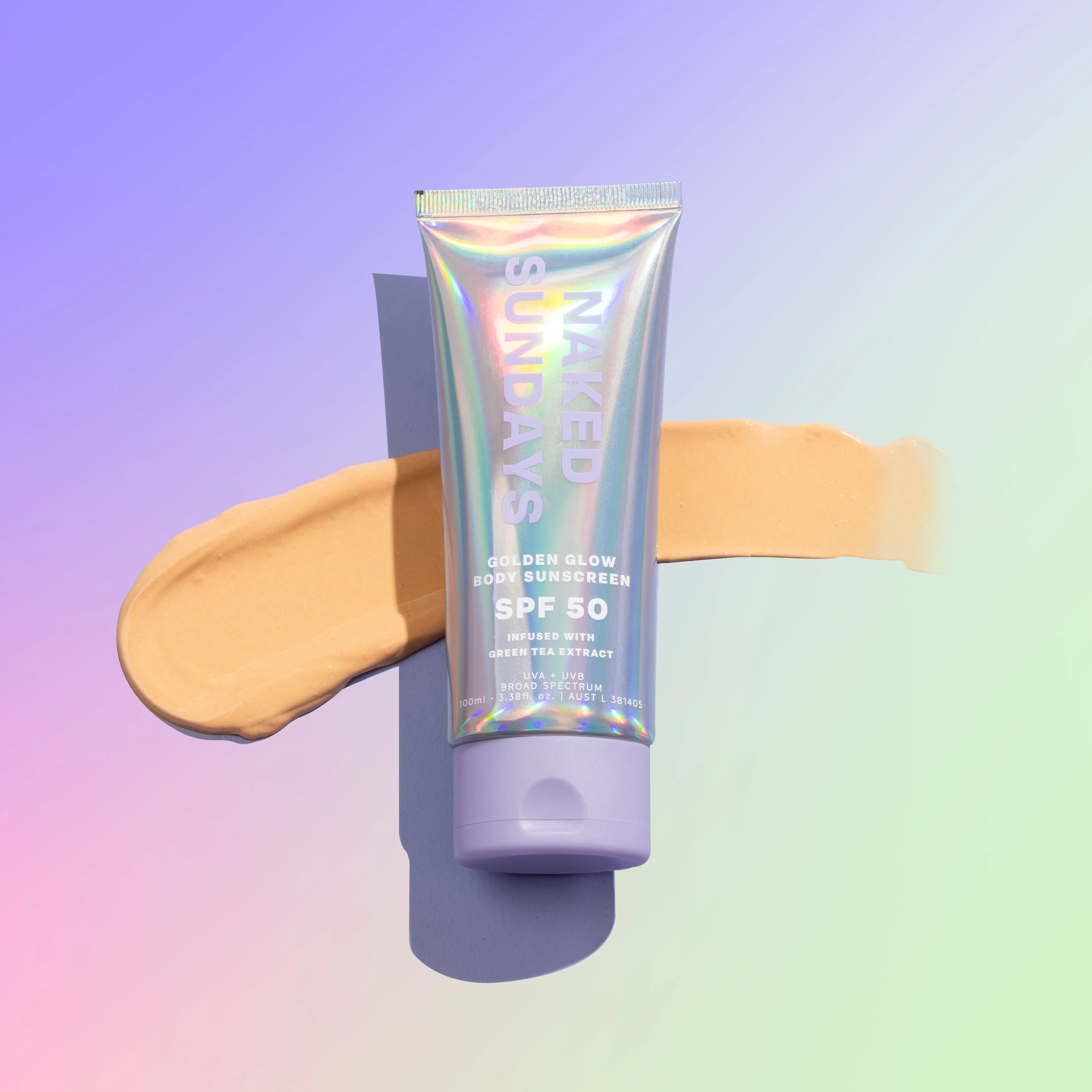 Naked Sundays SPF50 Golden Glow Body Sunscreen with Green Tea Extract and Gold Flecks, Fragrance Free, Vegan Cream Lotion for Body - UnScented Body Care Firming Body Care Firming Radiant Skincare Hydrating Sensitive