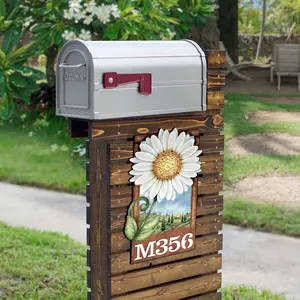 Designocracy MA8457704-JMP-24 24 x 18 in. Daisy Wooden Custom House Number Sign Decor - Large