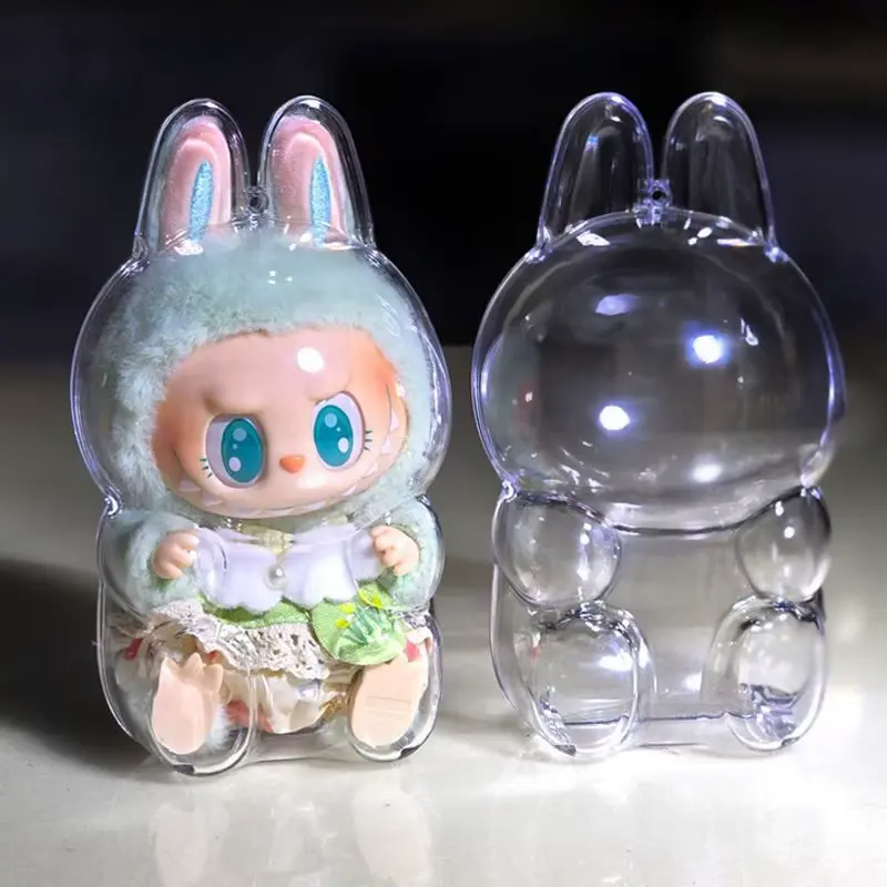 Labubu Transparent Protective Storage Case Plush Dolls Display Bag Organizer Box Does not apply