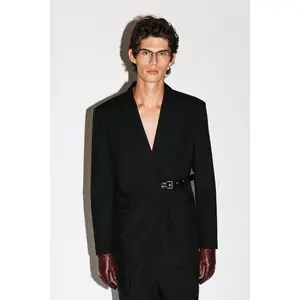 Peninsula Double-Breasted Belted Blazer  |  Black