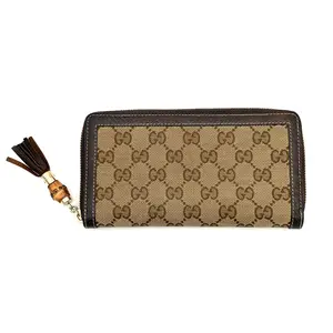 Pre-owned GUCCI Canvas, Leather Wallet Bamboo Tassel Brown #4176