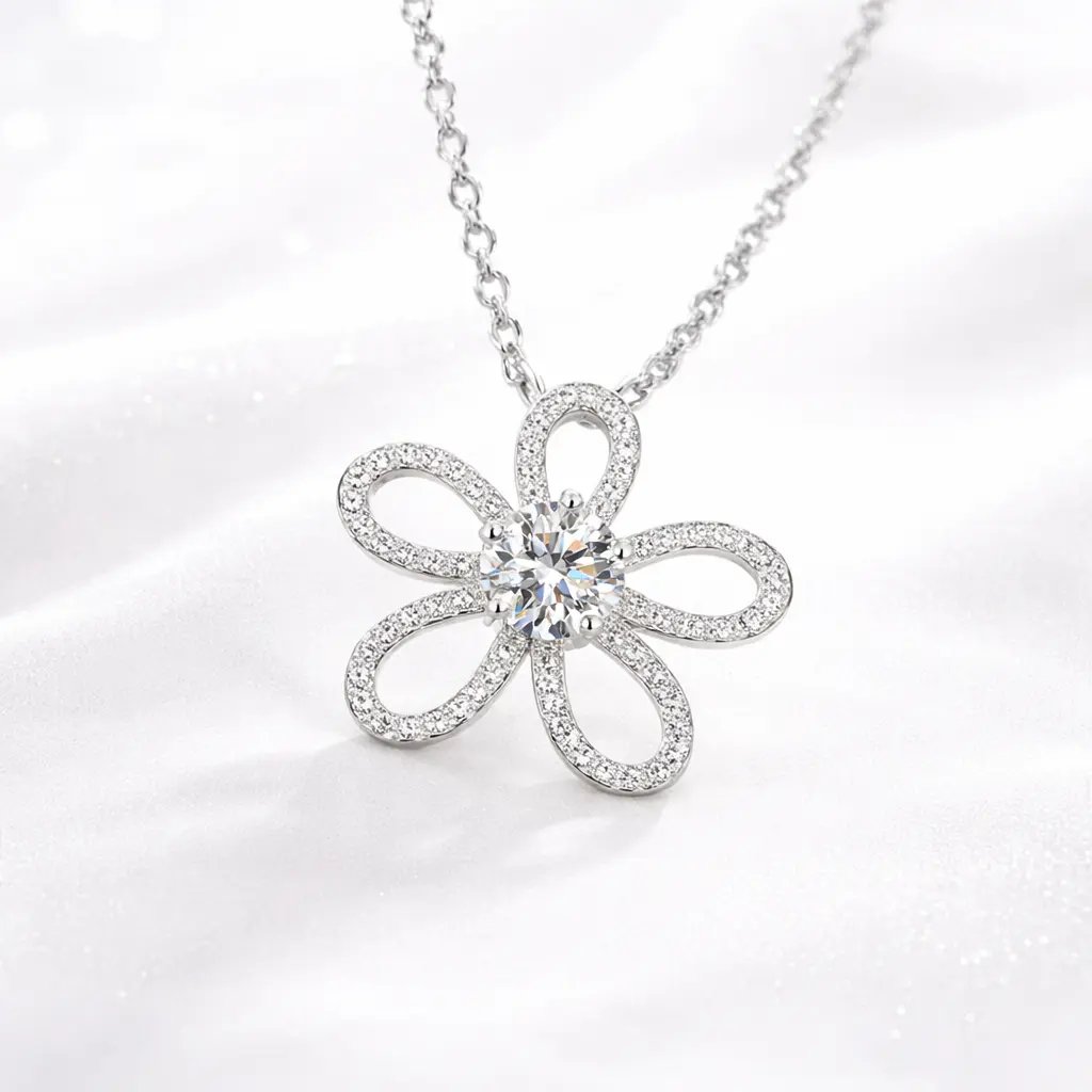 Floretta Moissanite Necklace S925 1.0 CT - Round Cut - Lore Jewelry