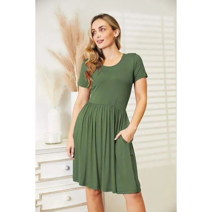 Ninexis Full Size Short Sleeve Dress with Pockets