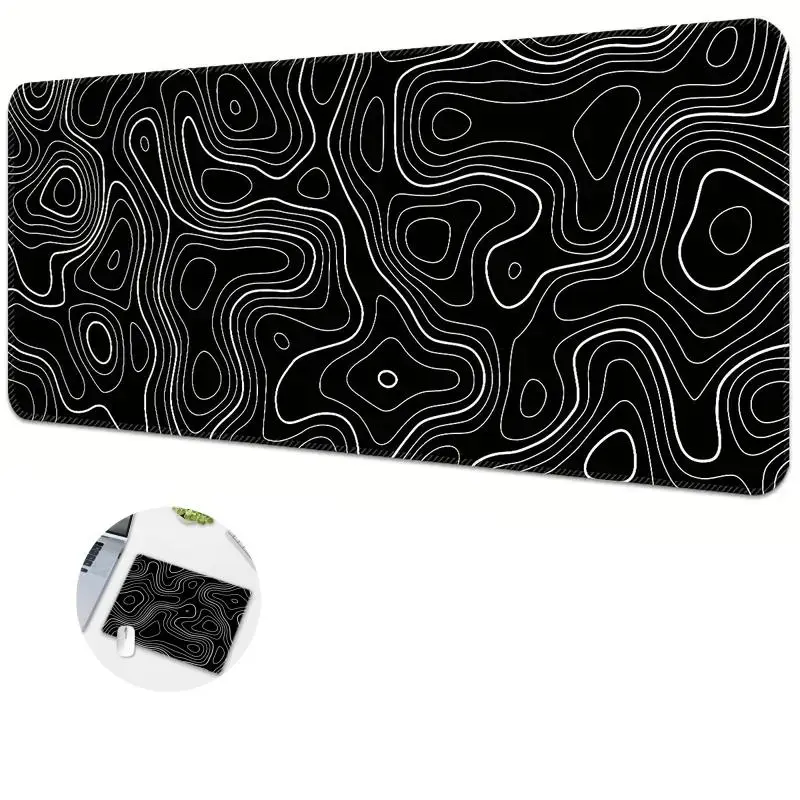 Terrain Line Contour Design Gaming Mouse Pad, 1 Count Anti-slip Washable Enlarged Mouse Pad, Fashion Desk Decorative Pad for Home & Office, Gifts for