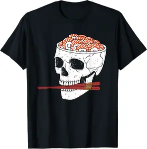 Skull Sushi Head Halloween Costume Skeleton Japanese Food T-Shirt - Tamauziabro Shop 79B0BFM5XZPM