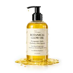 Botanical Body Glow Oil – Plant-Based Shimmer Body Oil for Radiant, Smooth, Hydrated Skin – Oil for Face, Hair, Skin & Nails – Pomegranate, Jojoba, Cranberry & Olive Squalane – All Natural