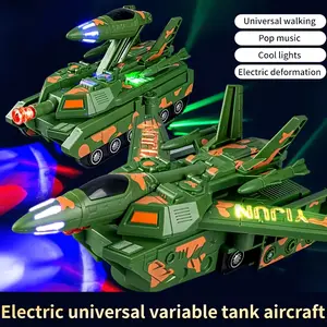 This Electric Obstacle-avoiding Transforming Tank Toy Is Perfect for Boys. It Transforms Into A Plane, Features Flashing Lights and Music, and Is An Excellent Gift for Holidays, Birthdays, and Children's Day.
