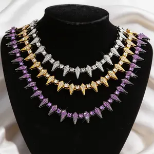 Black Panther Viral Tennis Chain Glow In The Dark Spike Necklace Moissanite Unisex Hip Hop Trendy Aesthetic Affordable Streetwear Jewelry Gift