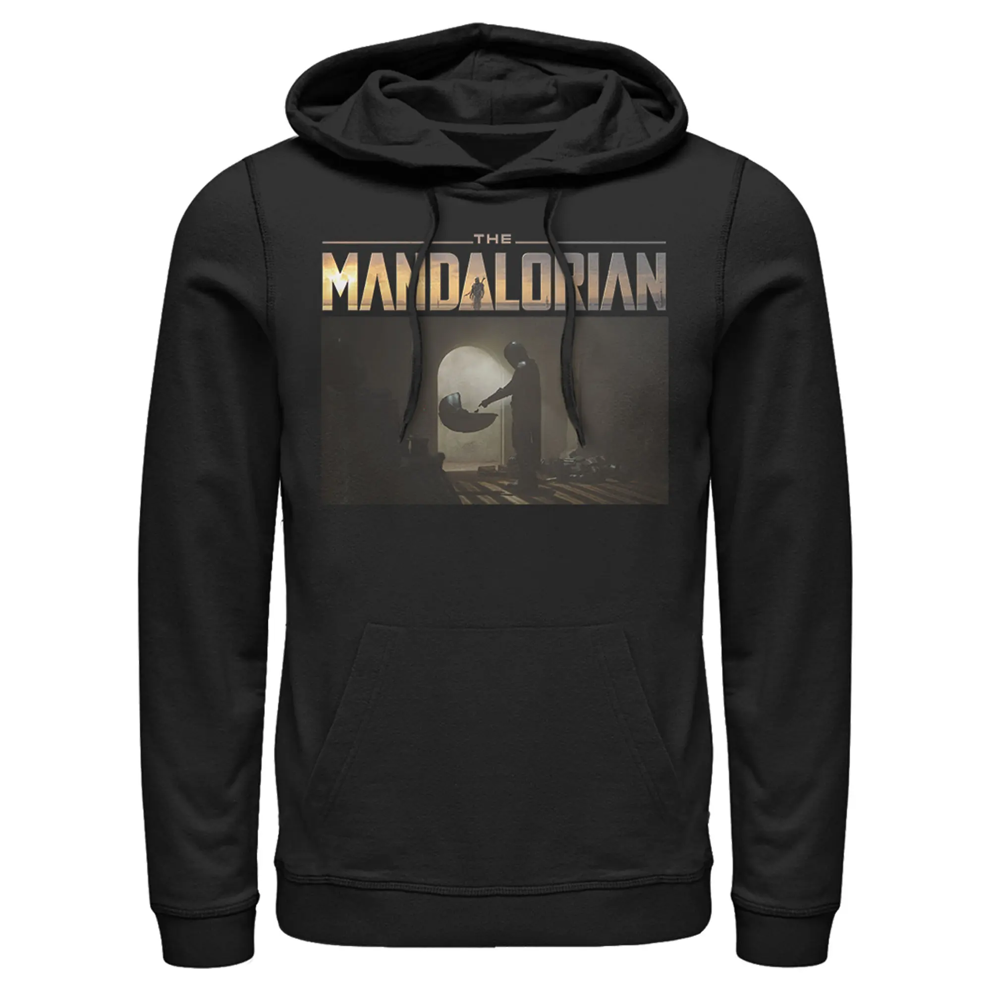 Men's Star Wars The Mandalorian The Child Bounty Logo Silhouette Pull Over Hoodie