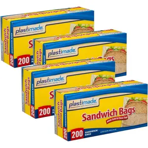 Sandwich Bags With Fold & Close Top (6.5 in X 5.5) in 200 Count Pack of 4