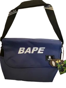 Bape Spell Out Shoulder Bag Navy