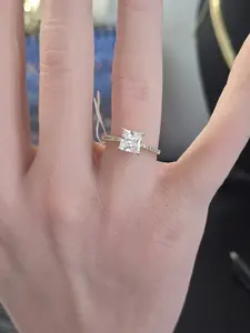 14K Laminated Gold Princess Cut Crystal Ring | Elegant Everyday Jewelry