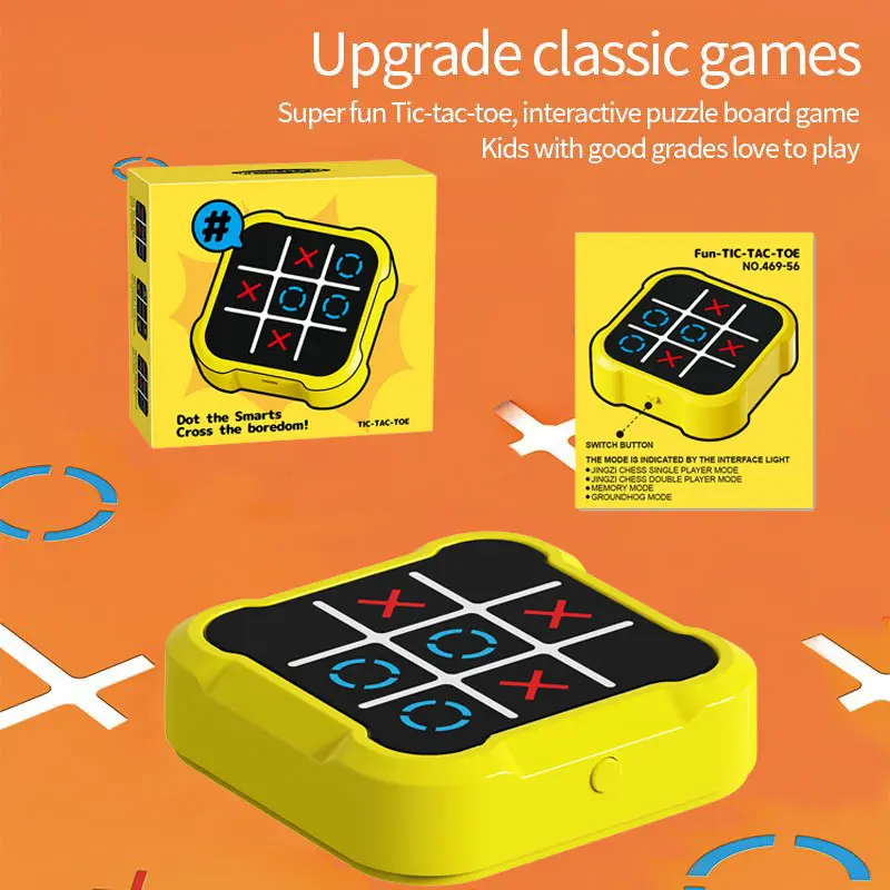 3-in-1 Super Tic-Tac-toe toy, multi-functional intelligent electronic chessboard, children's educational game, rechargeable portable digital Tic-Tac-toe quick attack game, ideal gift for both children and adults