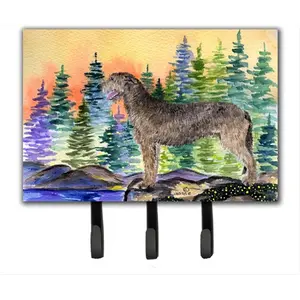 212 MAIN Irish Wolfhound Wall Mount Metal Leash Holder & Key Hook - Hardboard Tile Key Storage Wall Hook for Hanging, Home Decor & Room Accessories