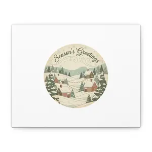 Vintage Christmas Postcard Canvas | Retro Holiday Card Design, Sepia Season's Greetings