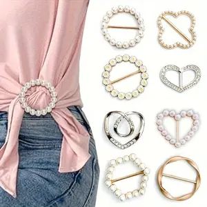 Artificial Pearl Brooch Set, 8 Counts/set Hollow Out Brooch for jackets, sweaters, DIY Clothing Accessories for Women & Girls