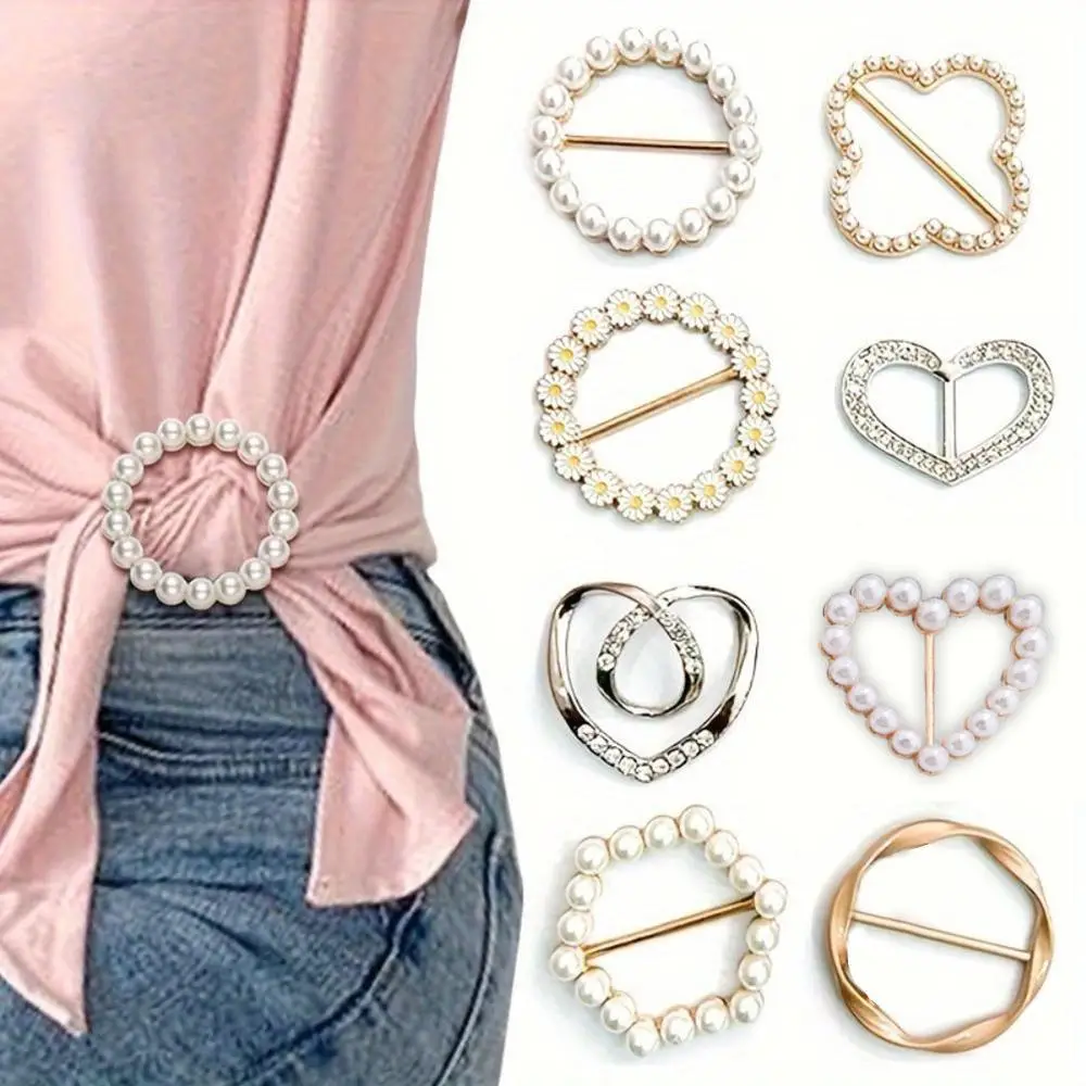 Artificial Pearl Brooch Set, 8 Counts/set Hollow Out Brooch for jackets, sweaters, DIY Clothing Accessories for Women & Girls