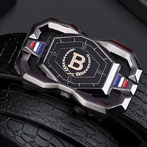 Men's Sleek Automatic Buckle BeltGenuineFauxwithTextured Square Pattern, BlackSimple&StylishDesignforCasual Attire,CasualWearBeltStylishSquarePatternPolished Alloy BuckleFauxLeatherBelt