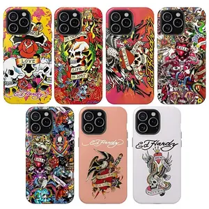 Ed Hardy Grunge Skull Leopard Tattoo Phone Case, Aesthetic Y2k Trendy Tiger Ed Hardy Phone Durable, Accessories Top Trendy Phone Cover Shockproof Case