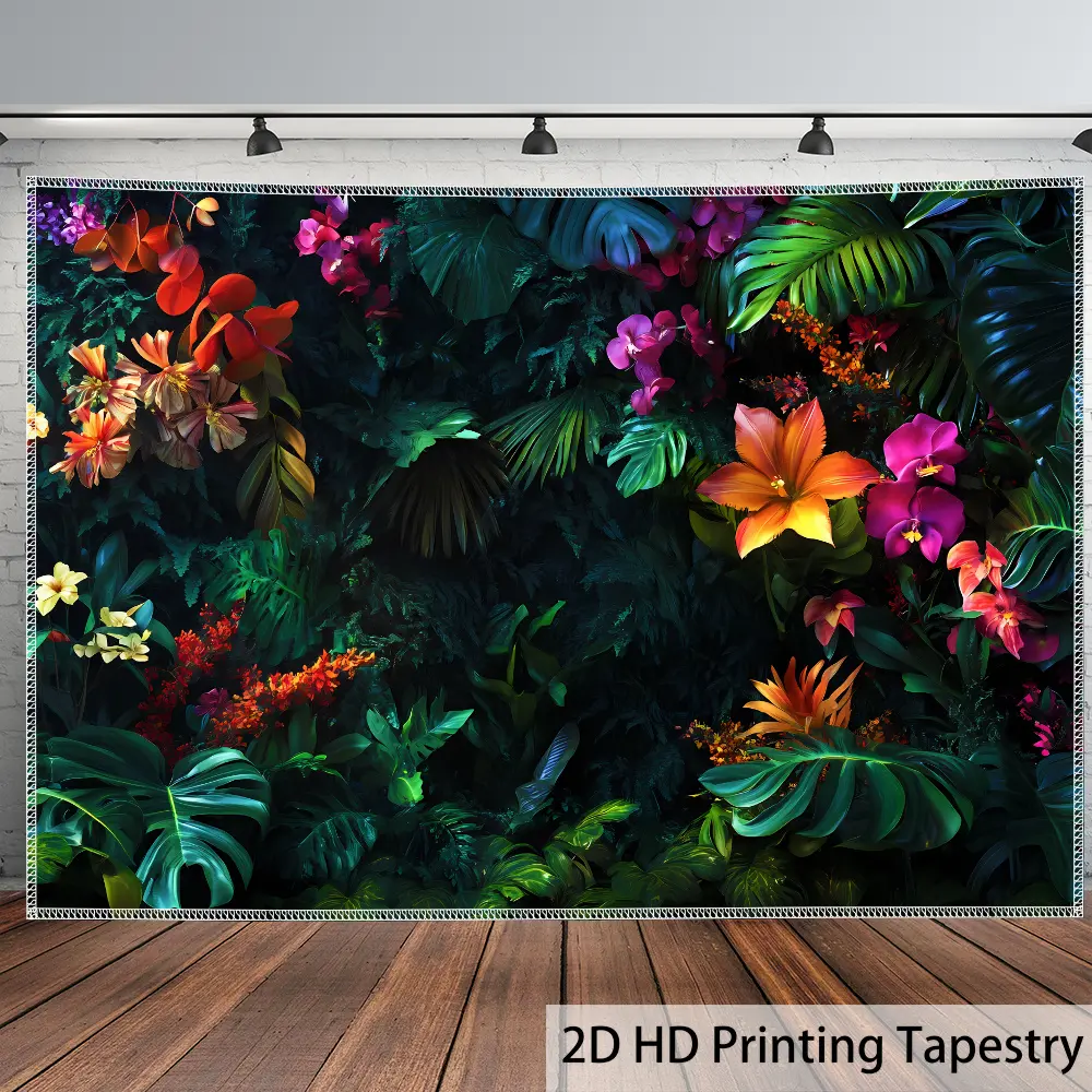 Jungle Forest Backdrop Tropical Nature Backdrop Green Landscape Background Cloth Scenic Tapestry Wall Hanging Photography Background Polyester Fiber Living Room Bedroom Party Event Studio Decor Prop Wall Art