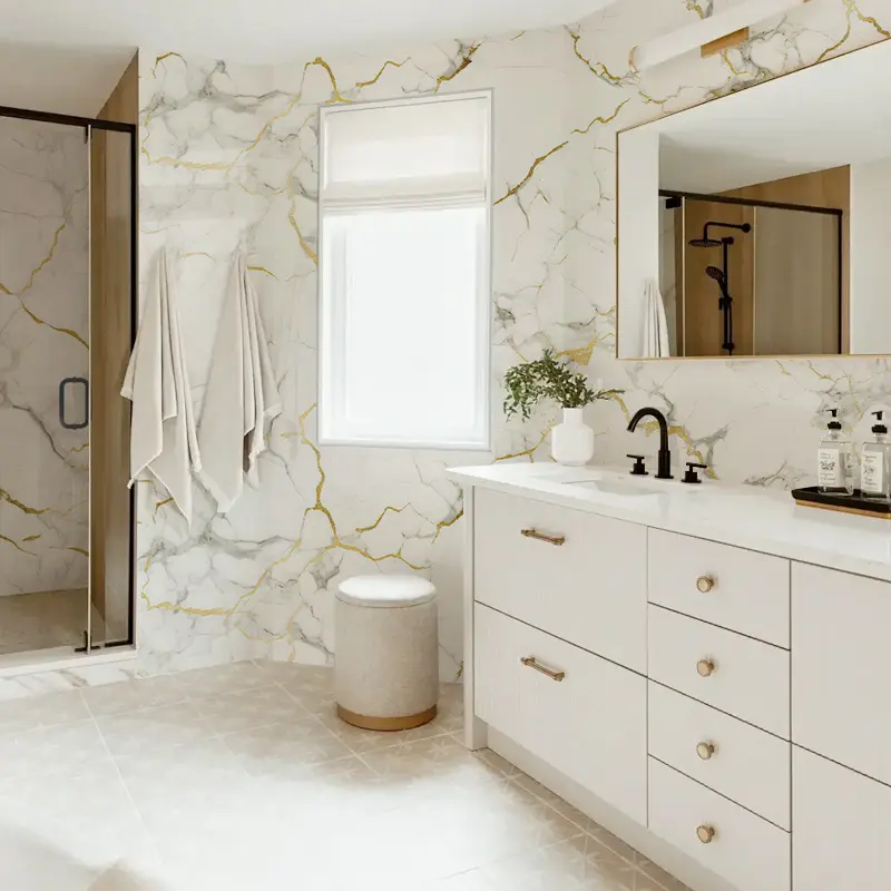 2.5mm Thick IXPE Marble Peel and Stick Wallpaper Designs Foam Wall Panels, Faux Brick Tile, Waterproof Moisture-Proof Easy Clean, Self-Adhesive for Bathroom Kitchen Living Room Bedroom Renovation, Modern Home Decor, Renters Homeowners 40*300cm