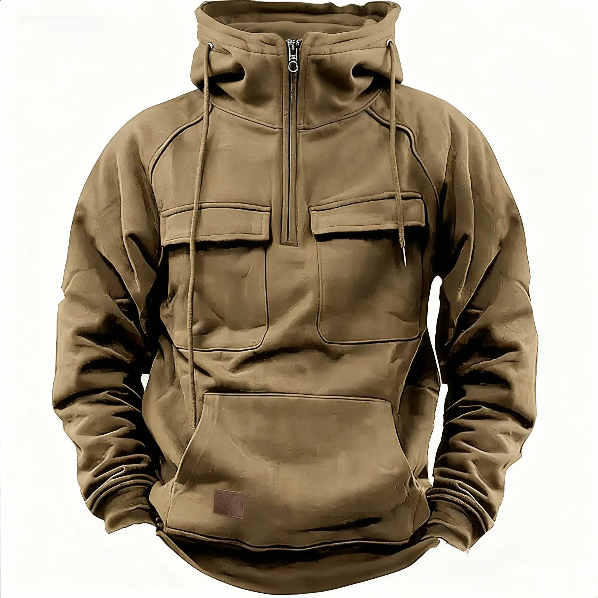 Hoodie For men,Men's Trendy Multi-Pocket Hoodie Hip Hop Street Fashion Sweatshirt Oversized Fit Cargo Pockets Ribbed Cuffs Urban Daily Wear