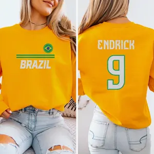 Endrick #9 Star Player Flag Tribute Graphic Tee, Brazil Jersey Style Inspired for Fans Soccer Design, Football World USA Unisex T-Shirt