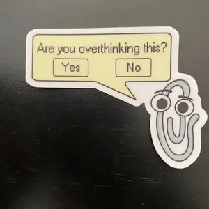 Am I overthinking this sticker, Clippy sticker, therapy sticker, fun laptop, water bottle sticker, vinyl decal, nerdy geeky sticker, Laptop Water Bottle Decal Sticker