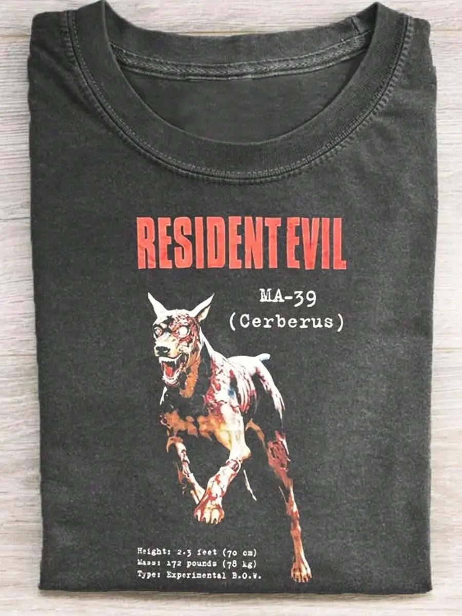 Resident Evil Horror Game T-Shirt, Vintage Zombie Survival Graphic Tee, Retro Gamer Shirt, Comfort Colors Washed Vintage Tee, Gift for Gamers