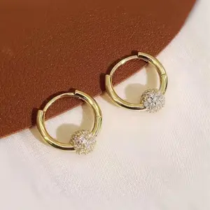LisiZen Full Crystal Hoop Earrings 14K Gold Plated Sparkling Rhinestone Stud Design, Chic French Style Jewelry 2025 Statement Earrings for Women DZEH2401