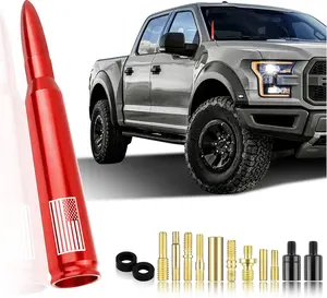 Red, Short Bullet Truck Antenna for Ford, F150, RAM, GMC, Anti-Theft Car Wash Safe Replacement, Exterior Accessories