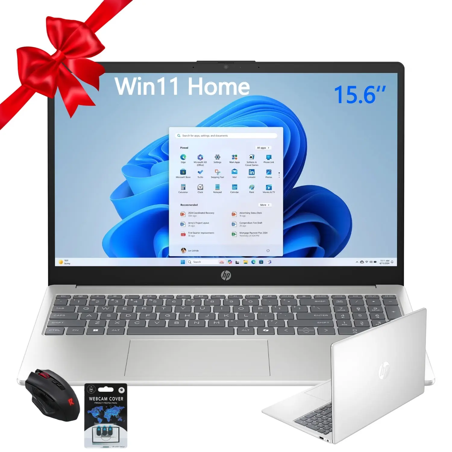 HP 15.6 Inch HD Student Business AI Laptop, Intel Core Ultra 5 225U, Up To 32GB RAM 1TB SSD, Windows Home, Natural Silver, Bundle Accessories