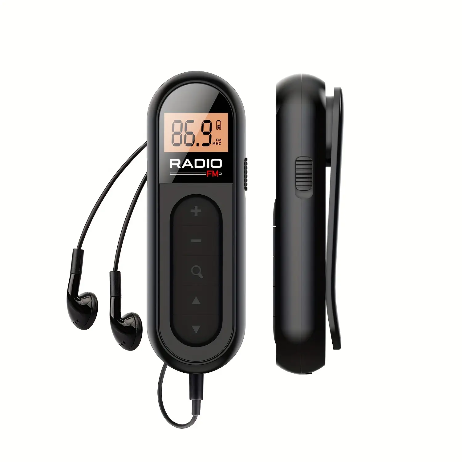 Mini Portable Rechargeable Fm Radio Clip, Battery Operated Radio, Ideal for Meetings & Travel, Includes Headphones, Compact Design for Easy Carrying