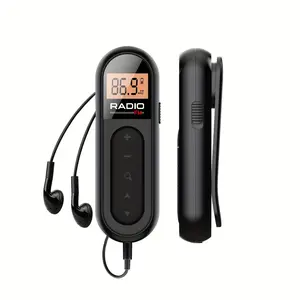 Mini Portable Rechargeable Fm Radio Clip, Ideal for Meetings & Travel, Includes Headphones, Compact Design for Easy Carrying