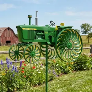 Vintage Garden Tractor Windmill Decoration, 3D Rotating Wind Spinner, Large Tractor Shape, Garden Lawn Flower Bed Farm Decor, Gift Idea