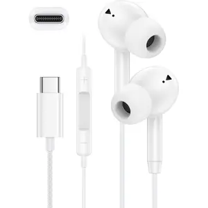17e 17 Headphones Wired USB C Ear Buds for  17 Pro Max 17pro 16e 16 15 Plus Air Pods,  Earbuds Usbc Noise Cancelling Earphones USB-C with Mic Earpods Type C iPods Corded Audifonos