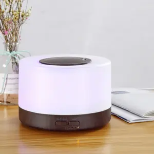 Soundwave Technology Wood Grain Aroma Diffuser, 16.91oz USB Humidifier with Remote Control & Night Light for Home Office