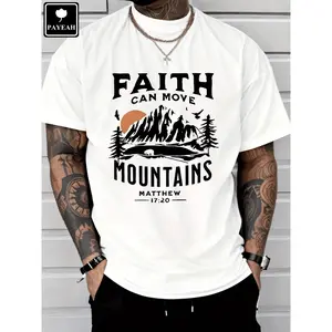 PAYEAH Faith Can Move Mountains T-Shirt 100% Heavy Cotton T Shirt