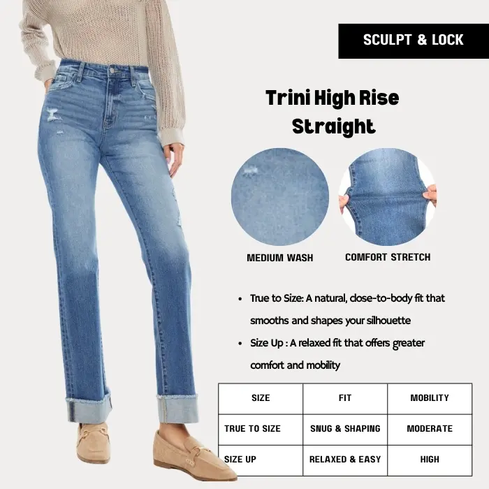 [SCULPT & LOCK] KANCAN - Trini Essentials Women's Denim High Rise Straight