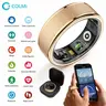 COLMI Smart Ring 2 Radiant - 5 ATM Waterproof Automatic Fitness Tracker, Bluetooth Digital Wireless Wearable, Women's-Friendly Design, Temp Tracking, App Connection, Couples Option, Gold & Black, Charging Box, Long-Lasting Battery, Electronic Gadget