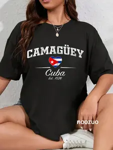 100% Cotton Camaguey Cuba Casual Graphic Printed Tees T-Shirt